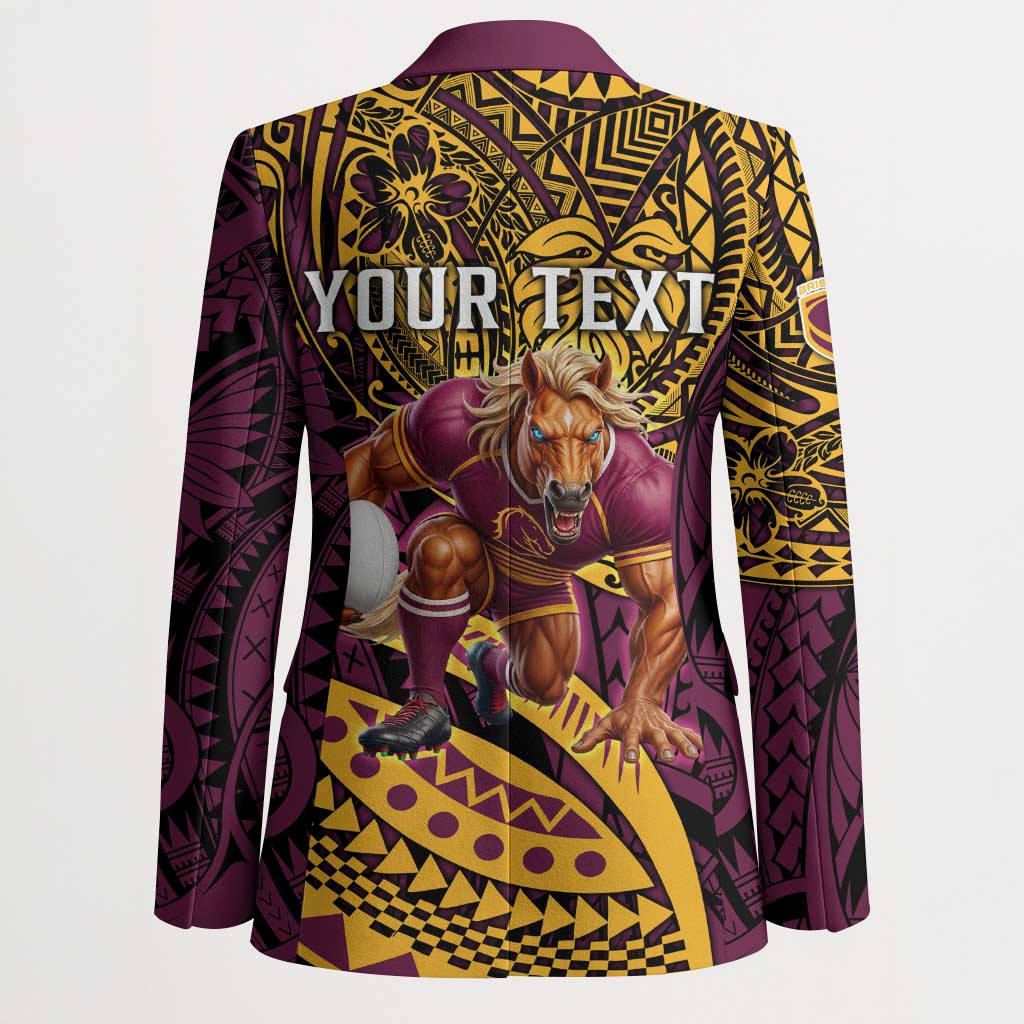 Personalised Brisbane Broncos Blazer Polynesian Pattern Warrior Horse Rugby