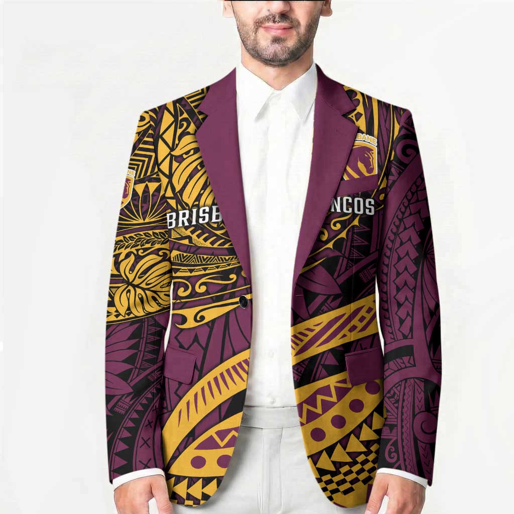 Personalised Brisbane Broncos Blazer Polynesian Pattern Warrior Horse Rugby