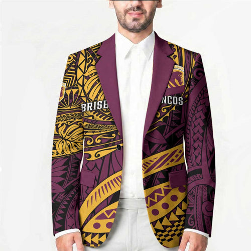 Personalised Brisbane Broncos Blazer Polynesian Pattern Warrior Horse Rugby
