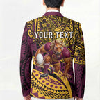 Personalised Brisbane Broncos Blazer Polynesian Pattern Warrior Horse Rugby