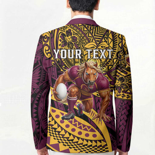 Personalised Brisbane Broncos Blazer Polynesian Pattern Warrior Horse Rugby