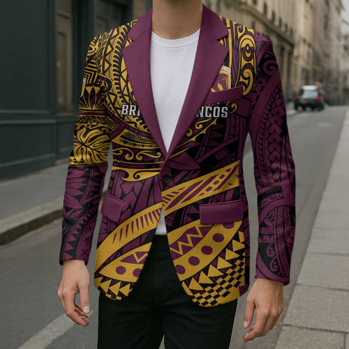 Personalised Brisbane Broncos Blazer Polynesian Pattern Warrior Horse Rugby