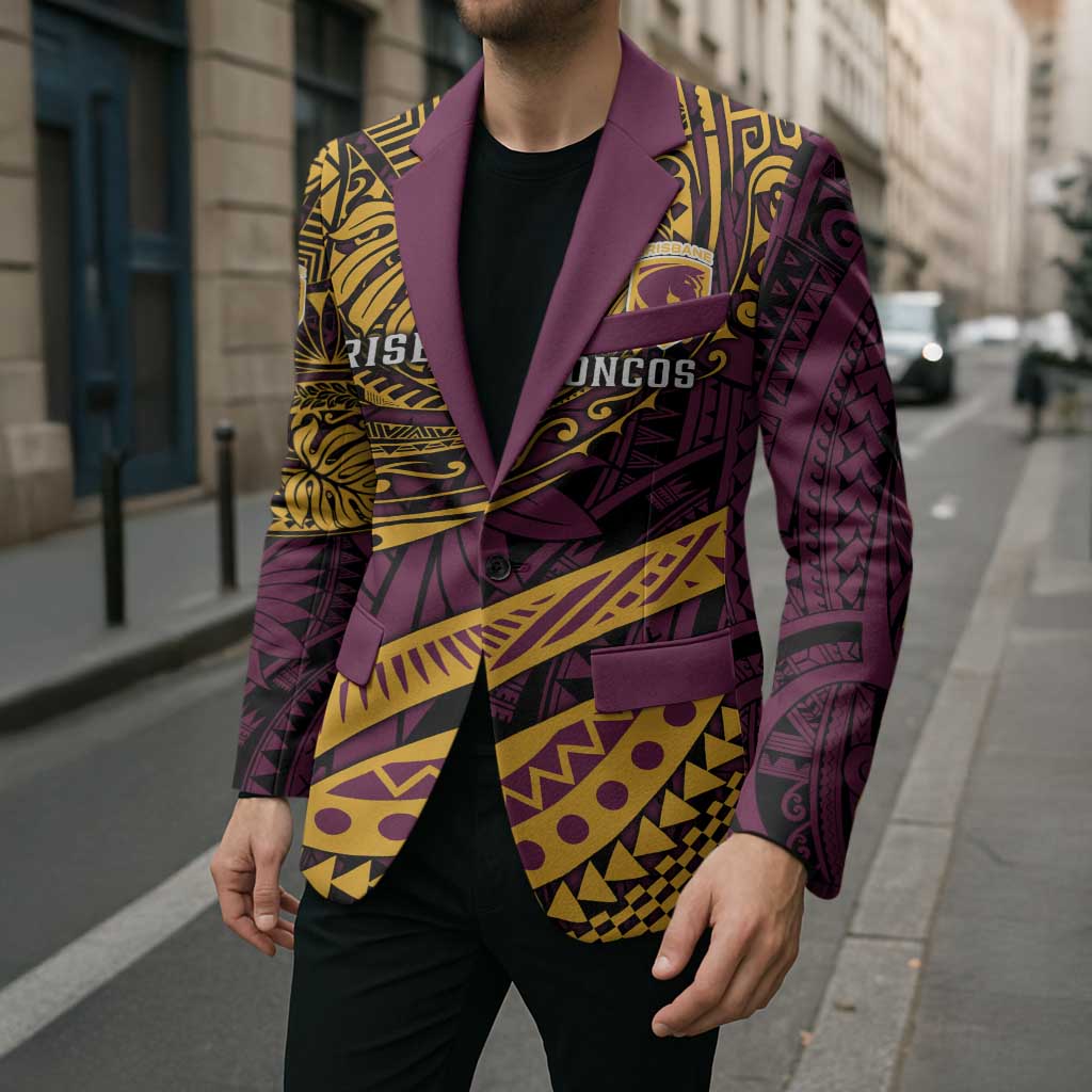 Personalised Brisbane Broncos Blazer Polynesian Pattern Warrior Horse Rugby
