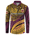 Personalised Brisbane Broncos Button Sweatshirt Polynesian Pattern Warrior Horse Rugby