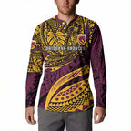 Personalised Brisbane Broncos Button Sweatshirt Polynesian Pattern Warrior Horse Rugby