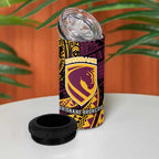 Personalised Brisbane Broncos 4 in 1 Can Cooler Tumbler Polynesian Pattern Warrior Horse Rugby