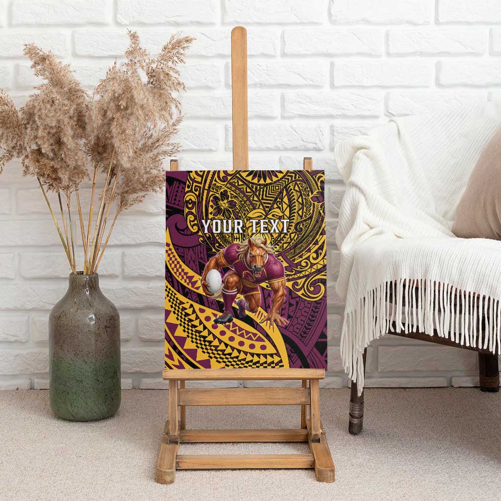 Personalised Brisbane Broncos Canvas Wall Art Polynesian Pattern Warrior Horse Rugby