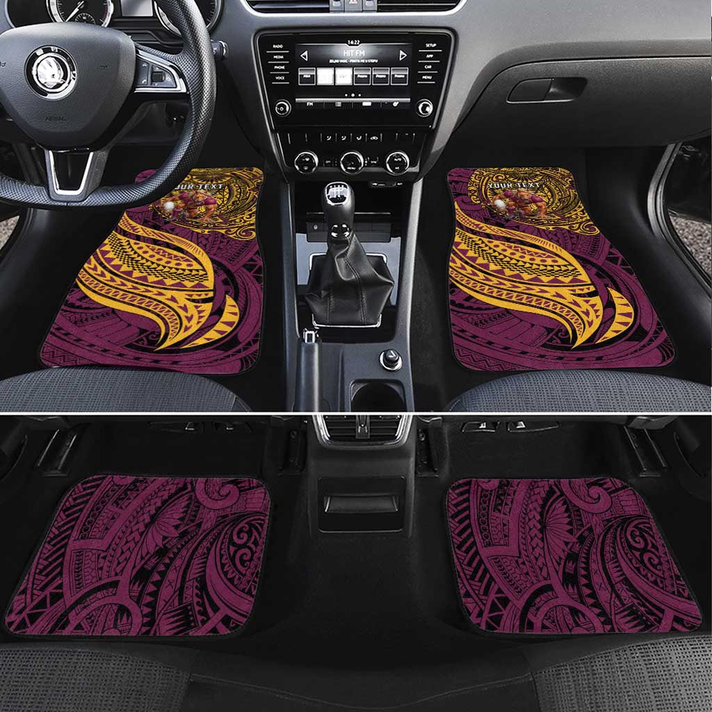 Personalised Brisbane Broncos Car Mats Polynesian Pattern Warrior Horse Rugby