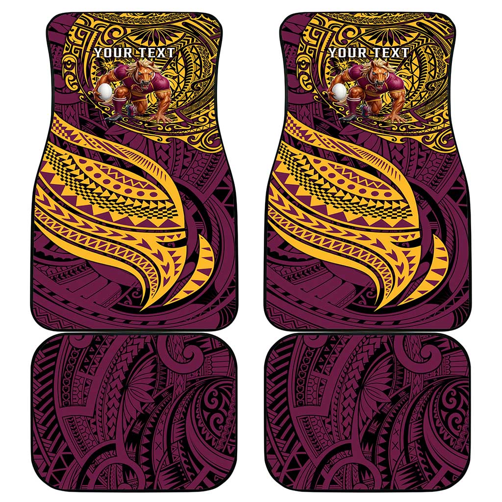 Personalised Brisbane Broncos Car Mats Polynesian Pattern Warrior Horse Rugby