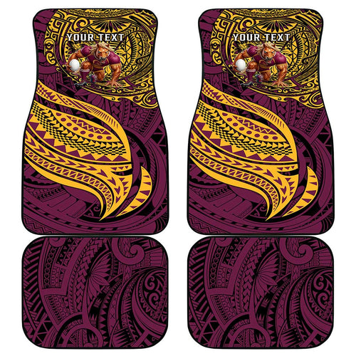 Personalised Brisbane Broncos Car Mats Polynesian Pattern Warrior Horse Rugby