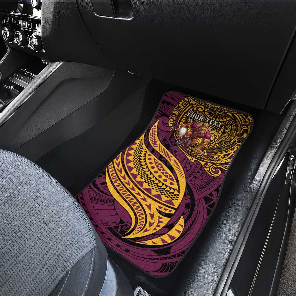 Personalised Brisbane Broncos Car Mats Polynesian Pattern Warrior Horse Rugby