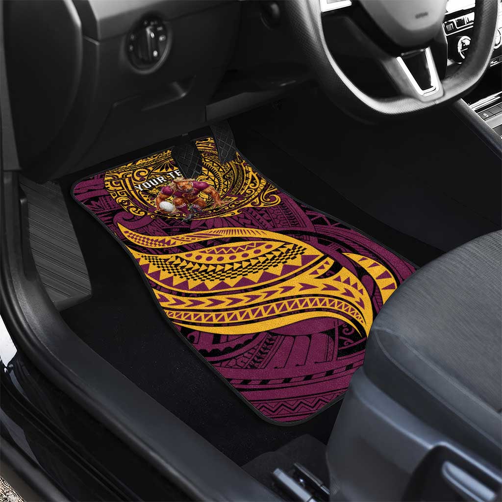 Personalised Brisbane Broncos Car Mats Polynesian Pattern Warrior Horse Rugby