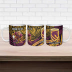 Personalised Brisbane Broncos Ceramic Mug Polynesian Pattern Warrior Horse Rugby