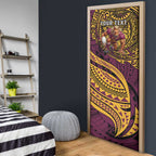 Personalised Brisbane Broncos Door Cover Polynesian Pattern Warrior Horse Rugby