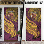 Personalised Brisbane Broncos Door Cover Polynesian Pattern Warrior Horse Rugby