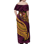 Personalised Brisbane Broncos Family Matching Off Shoulder Maxi Dress and Hawaiian Shirt Polynesian Pattern Warrior Horse Rugby