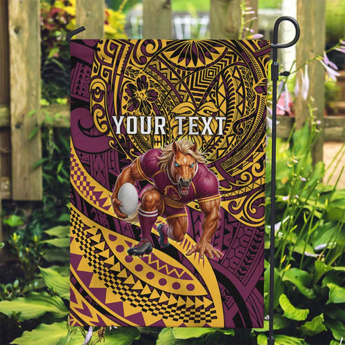 Personalised Brisbane Broncos Garden Flag Polynesian Pattern Warrior Horse Rugby
