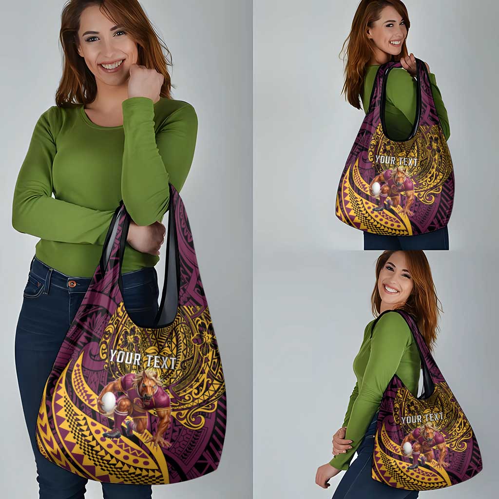 Personalised Brisbane Broncos Grocery Bag Polynesian Pattern Warrior Horse Rugby