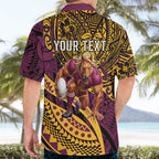 Personalised Brisbane Broncos Hawaiian Shirt Polynesian Pattern Warrior Horse Rugby