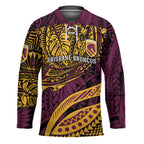 Personalised Brisbane Broncos Hockey Jersey Polynesian Pattern Warrior Horse Rugby