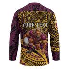 Personalised Brisbane Broncos Hockey Jersey Polynesian Pattern Warrior Horse Rugby