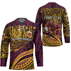 Personalised Brisbane Broncos Hockey Jersey Polynesian Pattern Warrior Horse Rugby