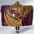 Personalised Brisbane Broncos Hooded Blanket Polynesian Pattern Warrior Horse Rugby