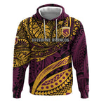 Personalised Brisbane Broncos Hoodie Polynesian Pattern Warrior Horse Rugby
