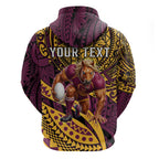 Personalised Brisbane Broncos Hoodie Polynesian Pattern Warrior Horse Rugby