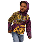 Personalised Brisbane Broncos Kid Hoodie Polynesian Pattern Warrior Horse Rugby