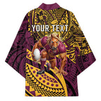 Personalised Brisbane Broncos Kimono Polynesian Pattern Warrior Horse Rugby