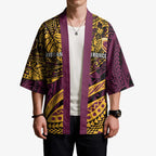 Personalised Brisbane Broncos Kimono Polynesian Pattern Warrior Horse Rugby
