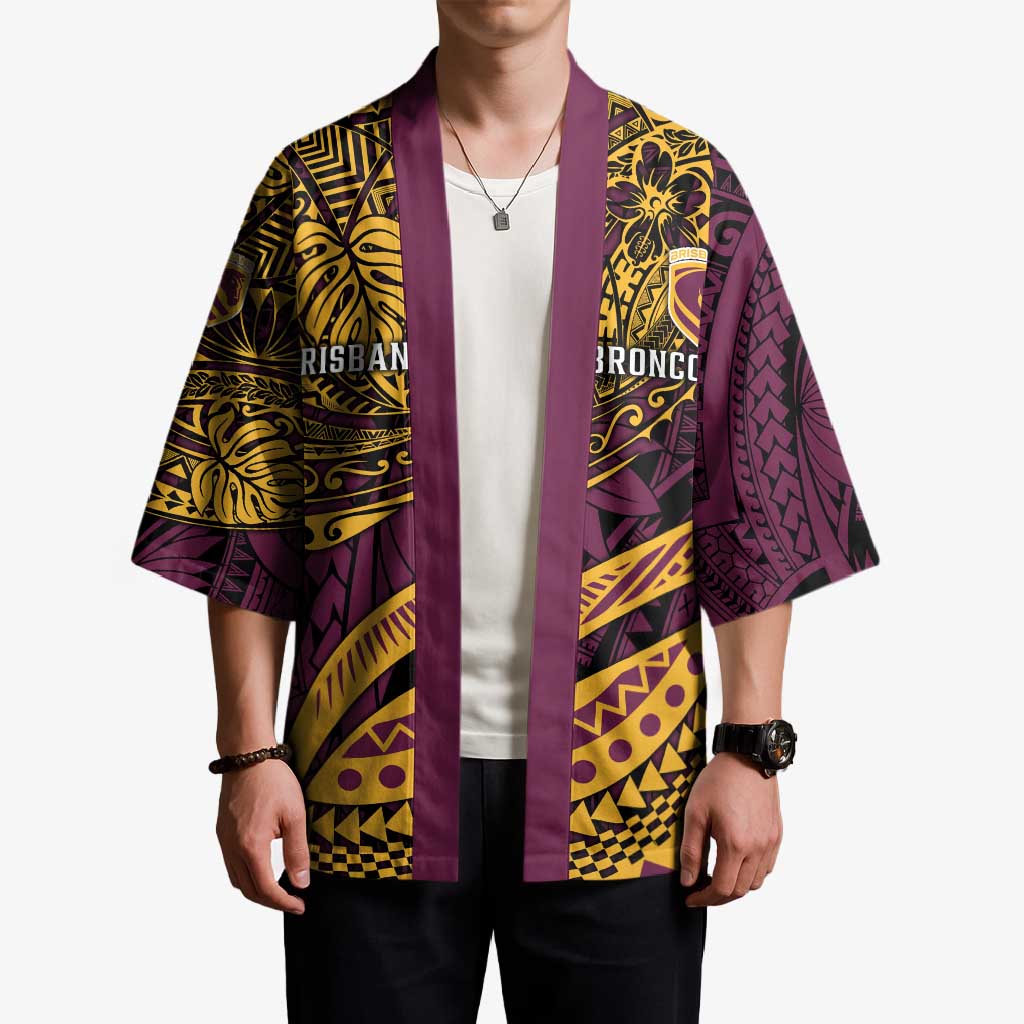Personalised Brisbane Broncos Kimono Polynesian Pattern Warrior Horse Rugby