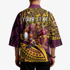 Personalised Brisbane Broncos Kimono Polynesian Pattern Warrior Horse Rugby