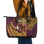 Personalised Brisbane Broncos Leather Tote Bag Polynesian Pattern Warrior Horse Rugby