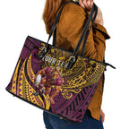 Personalised Brisbane Broncos Leather Tote Bag Polynesian Pattern Warrior Horse Rugby