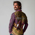 Personalised Brisbane Broncos Long Sleeve Polo Shirt Polynesian Pattern Warrior Horse Rugby