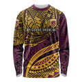 Personalised Brisbane Broncos Long Sleeve Shirt Polynesian Pattern Warrior Horse Rugby