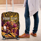 Personalised Brisbane Broncos Luggage Cover Polynesian Pattern Warrior Horse Rugby