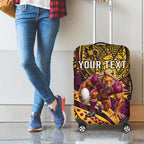 Personalised Brisbane Broncos Luggage Cover Polynesian Pattern Warrior Horse Rugby
