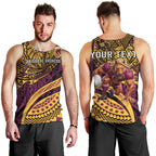 Personalised Brisbane Broncos Men Tank Top Polynesian Pattern Warrior Horse Rugby