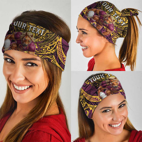 Personalised Brisbane Broncos Neck Gaiter Polynesian Pattern Warrior Horse Rugby