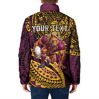 Personalised Brisbane Broncos Padded Jacket Polynesian Pattern Warrior Horse Rugby
