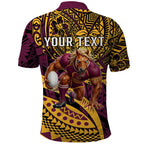 Personalised Brisbane Broncos Polo Shirt Polynesian Pattern Warrior Horse Rugby