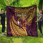 Personalised Brisbane Broncos Quilt Polynesian Pattern Warrior Horse Rugby