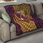 Personalised Brisbane Broncos Quilt Polynesian Pattern Warrior Horse Rugby