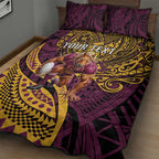 Personalised Brisbane Broncos Quilt Bed Set Polynesian Pattern Warrior Horse Rugby