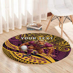 Personalised Brisbane Broncos Round Carpet Polynesian Pattern Warrior Horse Rugby