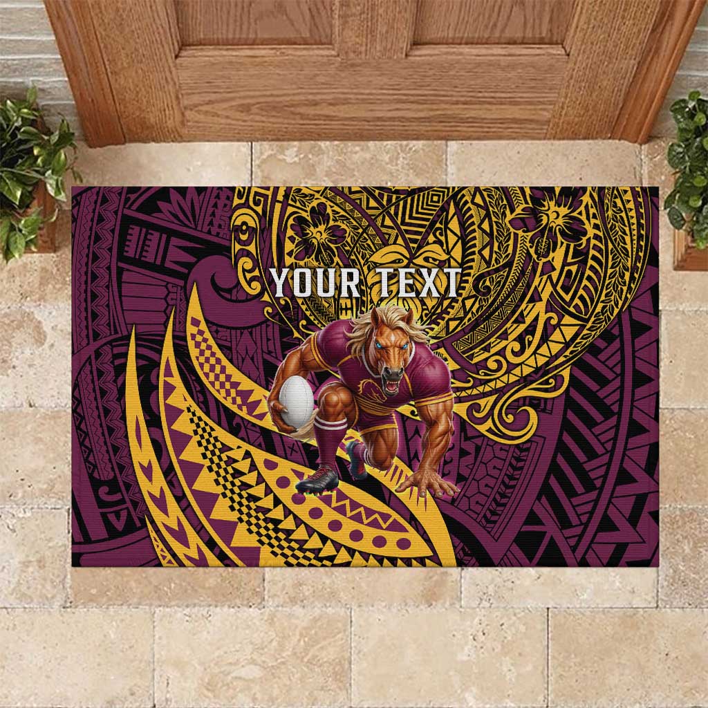 Personalised Brisbane Broncos Rubber Doormat Polynesian Pattern Warrior Horse Rugby