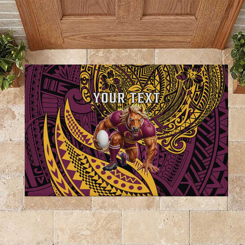 Personalised Brisbane Broncos Rubber Doormat Polynesian Pattern Warrior Horse Rugby